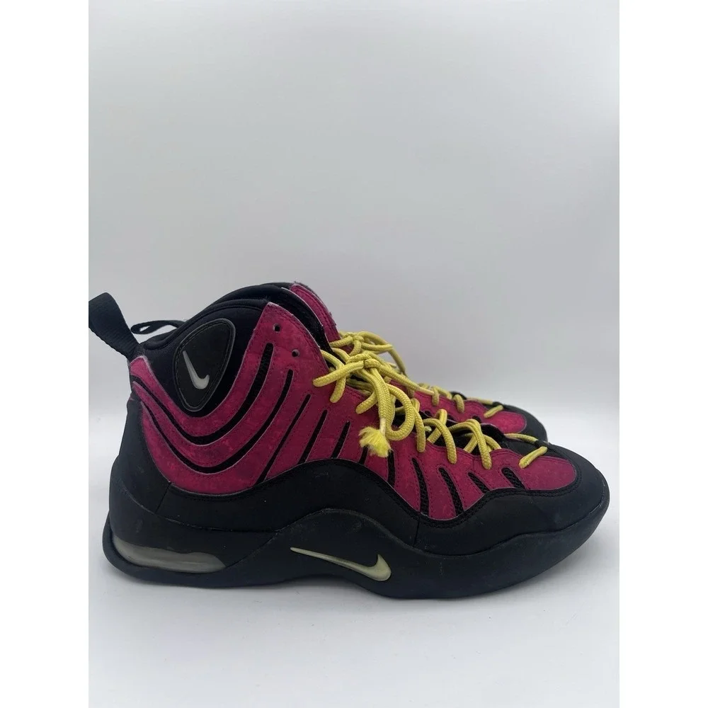 Nike Air Bakin Black Varsity Red Yellow Basketball Shoes Mid‎ Top Sneakers Sz 11